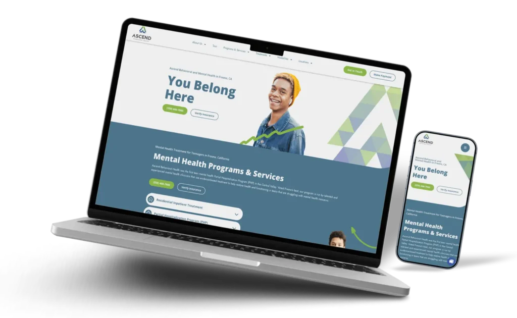 Ascend Behavioral Health website on a laptop and phone